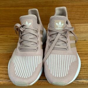 Adidas Women's Pink and White Sneakers